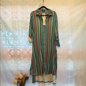 Striped Button-Down Maxi Dress